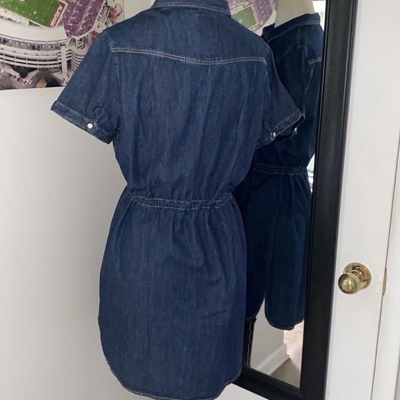 mother of Pearl snap front dark wash drawstring waistband Dress - Picture 12 of 12